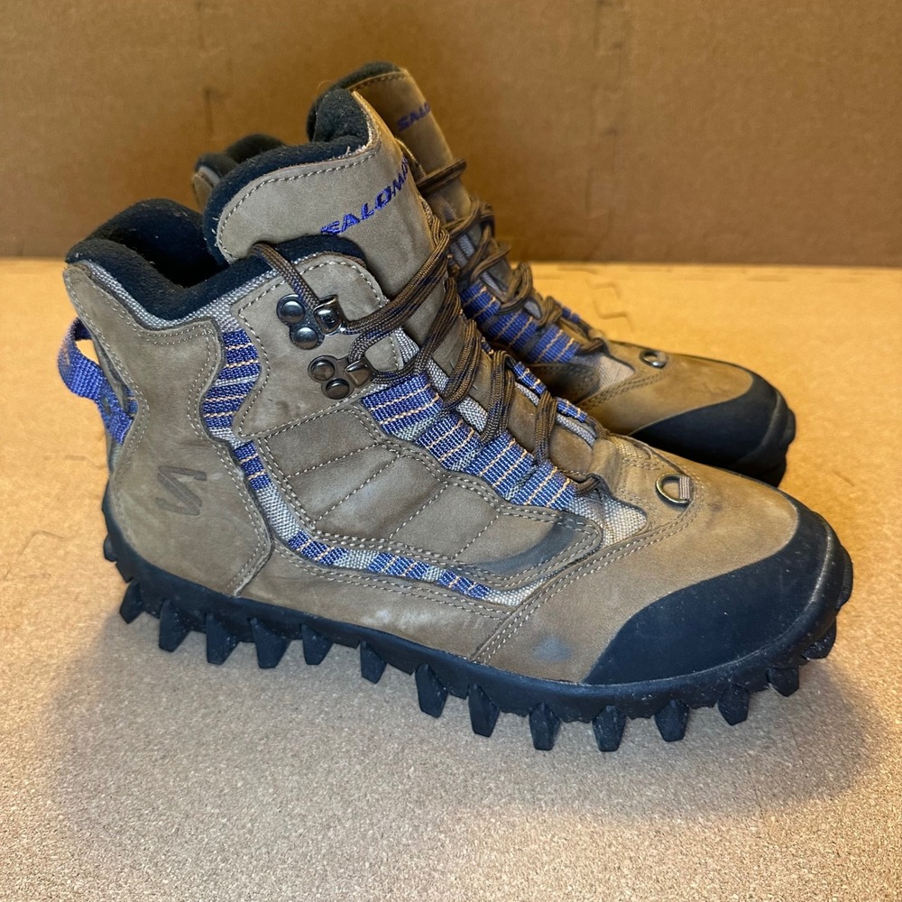 Salomon Mens Contagrip Thinsulate Winter Hiking Boots Brown Blue Size 7.5